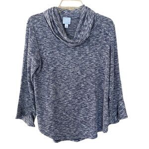 DB Sunday Blue and White 3/4 Length Sleeve Blouse